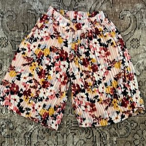 Janie And Jack Velvet Floral Pleated Wide Leg Pant